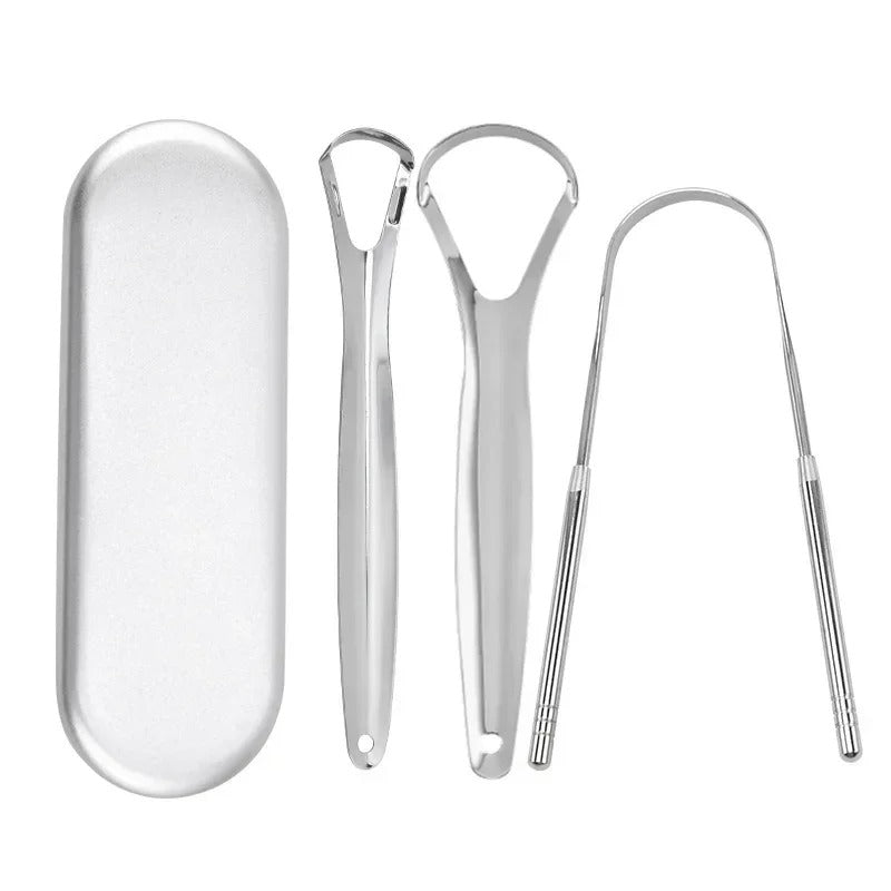Premium Stainless Steel Tongue Scraper — Fresh Breath Cleaner