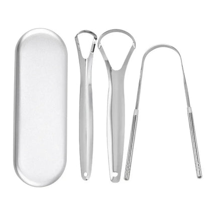 Premium Stainless Steel Tongue Scraper — Fresh Breath Cleaner