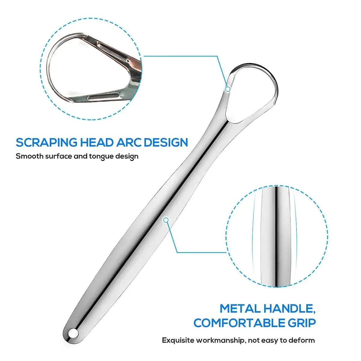 Premium Stainless Steel Tongue Scraper — Fresh Breath Cleaner